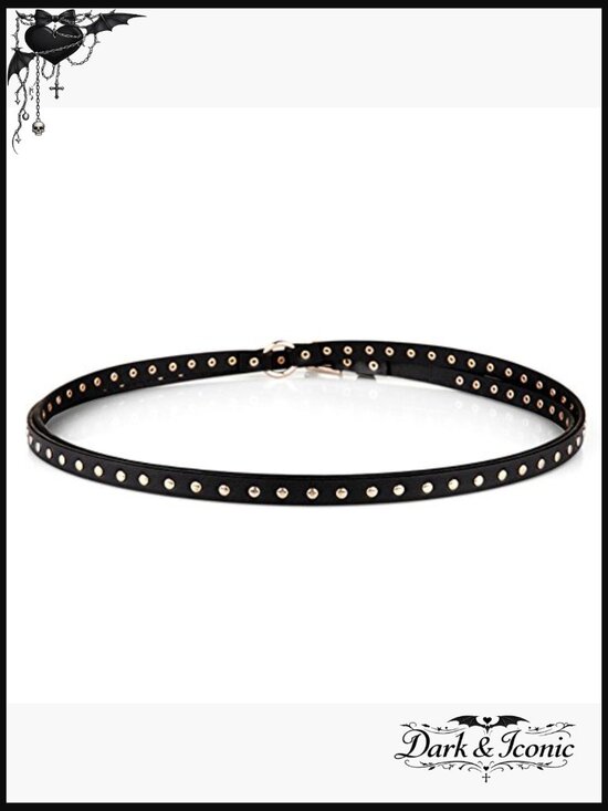 Thin Studded Punk Genuine Leather Double Wrap Belt main image 7